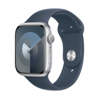 Apple Watch Series 9 GPS 45mm Silver Aluminum Case with Storm Blue Sport Band